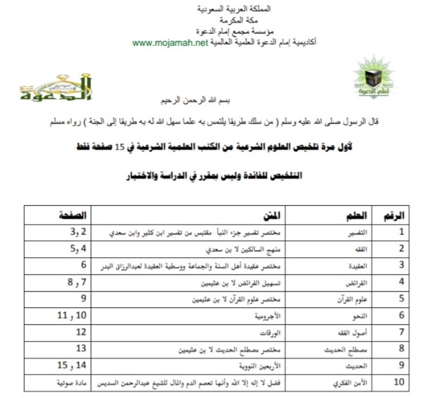 كتاب مختصر العلوم الشرعية 